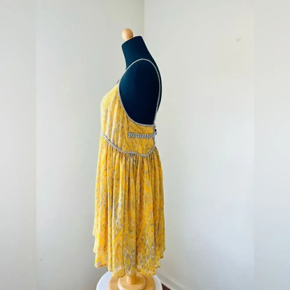 Free People So Nice Chiffon Dress in Yellow size S - Picture 7 of 13